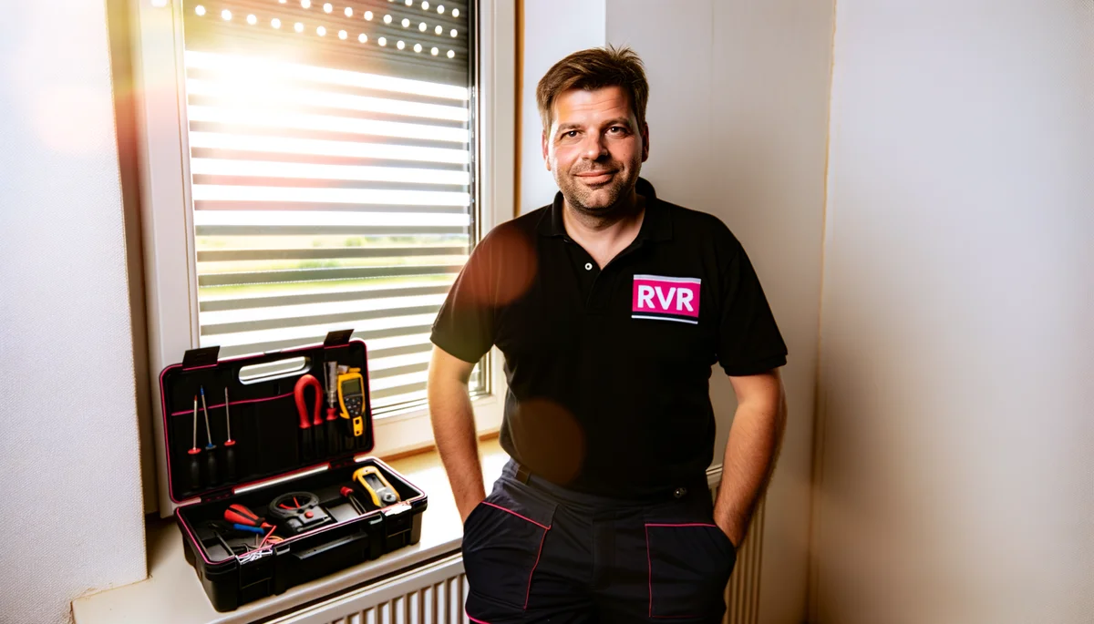 Reparateur Dépanne'Volets souriant apres intervention volet roulant a Seine et Marne